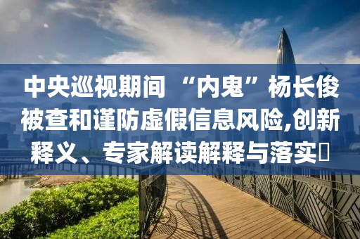 中央巡視期間 “內鬼”楊長俊被查和謹防虛假信息風險,創新釋義、專家解讀解釋與落實?
