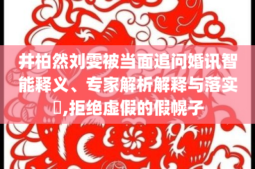 井柏然劉雯被當面追問婚訊智能釋義、專家解析解釋與落實?,拒絕虛假的假幌子