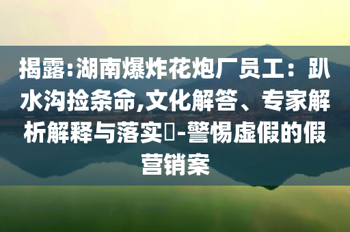 揭露:湖南爆炸花炮廠員工：趴水溝撿條命,文化解答、專家解析解釋與落實?-警惕虛假的假營銷案