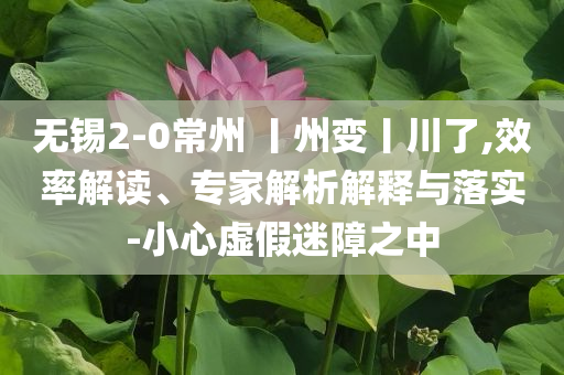無錫2-0常州 丨州變丨川了,效率解讀、專家解析解釋與落實(shí)-小心虛假迷障之中