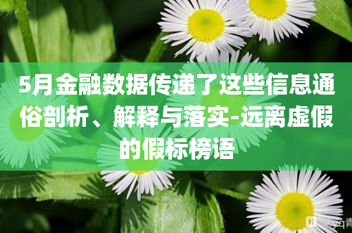5月金融數(shù)據(jù)傳遞了這些信息通俗剖析、解釋與落實(shí)-遠(yuǎn)離虛假的假標(biāo)榜語(yǔ)