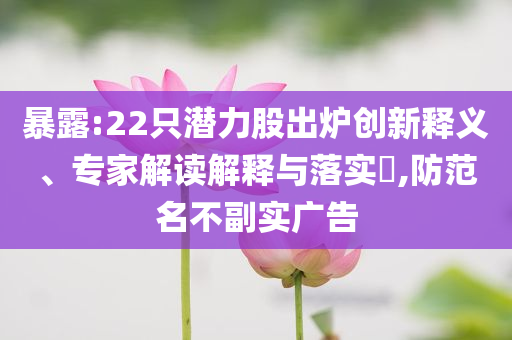暴露:22只潛力股出爐創(chuàng)新釋義、專家解讀解釋與落實(shí)?,防范名不副實(shí)廣告