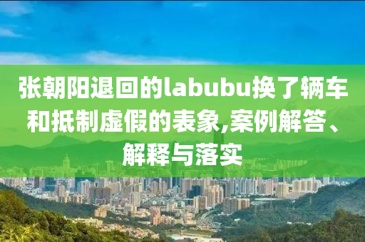 張朝陽退回的labubu換了輛車和抵制虛假的表象,案例解答、解釋與落實(shí)