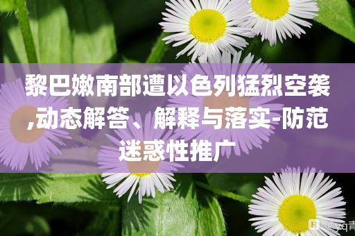 黎巴嫩南部遭以色列猛烈空襲,動態解答、解釋與落實-防范迷惑性推廣