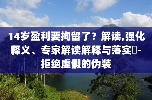 14歲盈利要拘留了？解讀,強化釋義、專家解讀解釋與落實?-拒絕虛假的偽裝