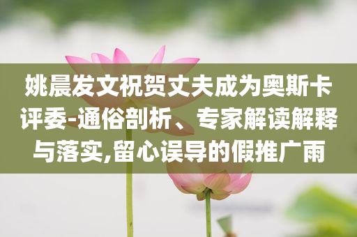 姚晨發文祝賀丈夫成為奧斯卡評委-通俗剖析、專家解讀解釋與落實,留心誤導的假推廣雨
