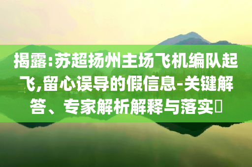 揭露:蘇超揚州主場飛機編隊起飛,留心誤導(dǎo)的假信息-關(guān)鍵解答、專家解析解釋與落實?