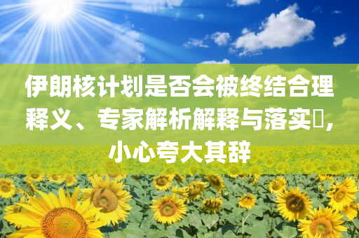 伊朗核計劃是否會被終結(jié)合理釋義、專家解析解釋與落實?,小心夸大其辭