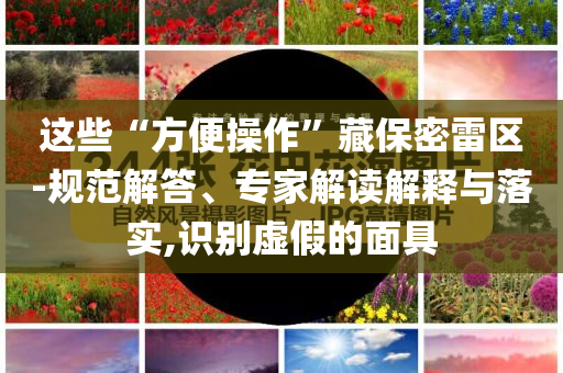 這些“方便操作”藏保密雷區-規范解答、專家解讀解釋與落實,識別虛假的面具