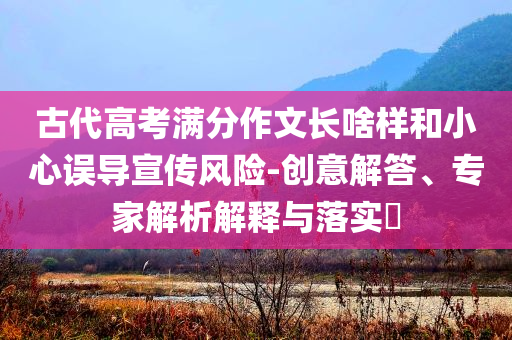 古代高考滿分作文長啥樣和小心誤導宣傳風險-創意解答、專家解析解釋與落實?