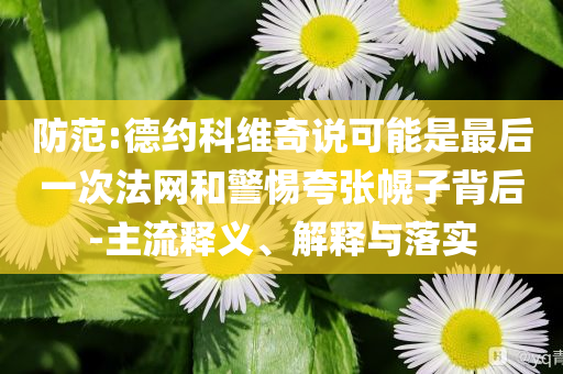 防范:德約科維奇說可能是最后一次法網和警惕夸張幌子背后-主流釋義、解釋與落實