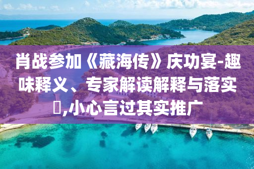 肖戰參加《藏海傳》慶功宴-趣味釋義、專家解讀解釋與落實?,小心言過其實推廣