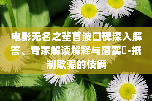 電影無名之輩首波口碑深入解答、專家解讀解釋與落實?-抵制欺騙的伎倆
