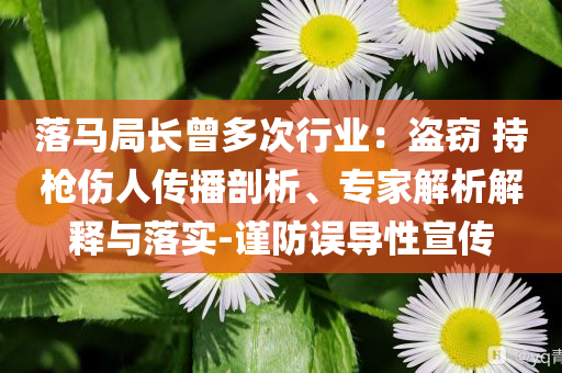 落馬局長曾多次行業(yè)：盜竊 持槍傷人傳播剖析、專家解析解釋與落實-謹(jǐn)防誤導(dǎo)性宣傳