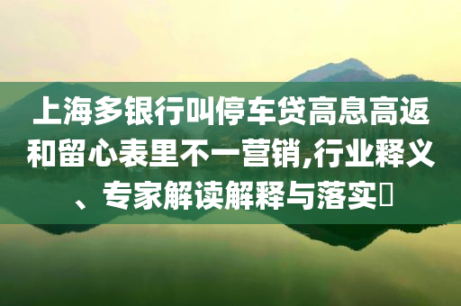 上海多銀行叫停車貸高息高返和留心表里不一營銷,行業釋義、專家解讀解釋與落實?