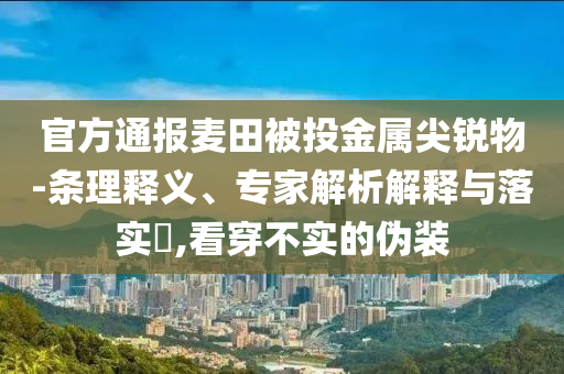 官方通報麥田被投金屬尖銳物-條理釋義、專家解析解釋與落實?,看穿不實的偽裝