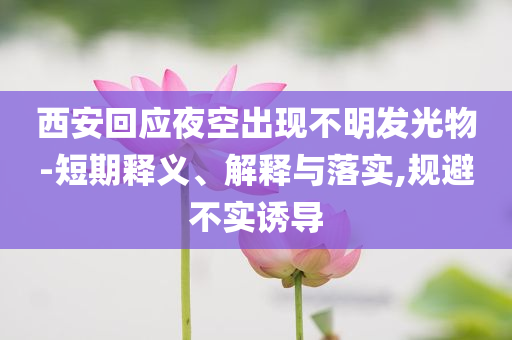 西安回應(yīng)夜空出現(xiàn)不明發(fā)光物-短期釋義、解釋與落實,規(guī)避不實誘導(dǎo)
