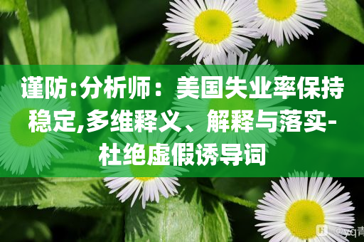 謹防:分析師：美國失業率保持穩定,多維釋義、解釋與落實-杜絕虛假誘導詞