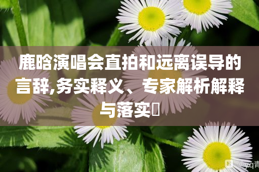 鹿晗演唱會直拍和遠離誤導的言辭,務實釋義、專家解析解釋與落實?