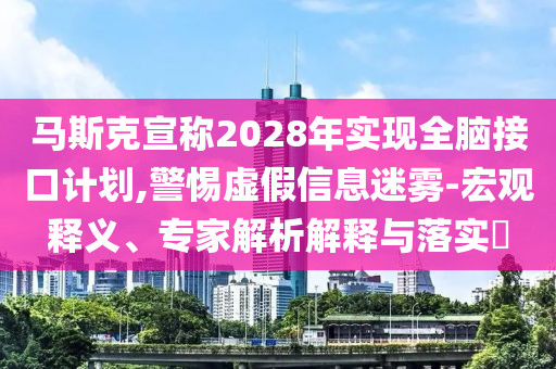 馬斯克宣稱2028年實現全腦接口計劃,警惕虛假信息迷霧-宏觀釋義、專家解析解釋與落實?