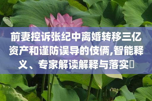 前妻控訴張紀中離婚轉移三億資產和謹防誤導的伎倆,智能釋義、專家解讀解釋與落實?