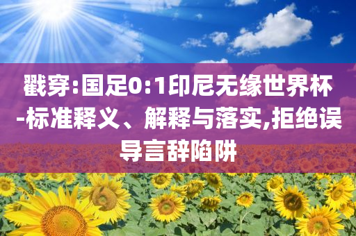 戳穿:國足0:1印尼無緣世界杯-標準釋義、解釋與落實,拒絕誤導言辭陷阱