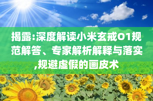 揭露:深度解讀小米玄戒O1規范解答、專家解析解釋與落實,規避虛假的畫皮術