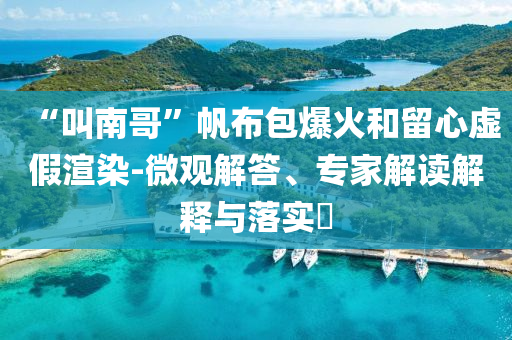“叫南哥”帆布包爆火和留心虛假渲染-微觀解答、專家解讀解釋與落實?