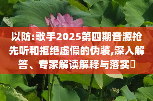 以防:歌手2025第四期音源搶先聽和拒絕虛假的偽裝,深入解答、專家解讀解釋與落實?