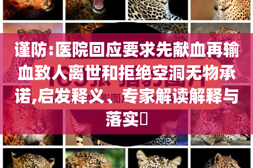 謹防:醫院回應要求先獻血再輸血致人離世和拒絕空洞無物承諾,啟發釋義、專家解讀解釋與落實?