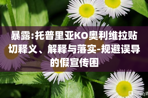 暴露:托普里亞KO奧利維拉貼切釋義、解釋與落實-規避誤導的假宣傳困
