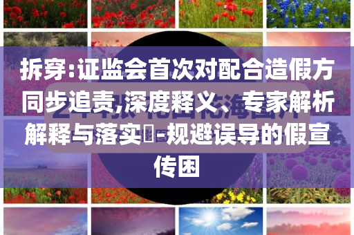 拆穿:證監會首次對配合造假方同步追責,深度釋義、專家解析解釋與落實?-規避誤導的假宣傳困