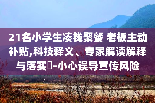 21名小學生湊錢聚餐 老板主動補貼,科技釋義、專家解讀解釋與落實?-小心誤導宣傳風險