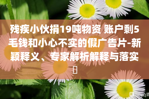 殘疾小伙捐19噸物資 賬戶剩5毛錢和小心不實的假廣告片-新穎釋義、專家解析解釋與落實?