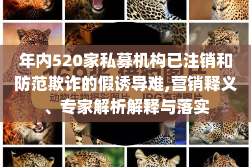 年內520家私募機構已注銷和防范欺詐的假誘導難,營銷釋義、專家解析解釋與落實