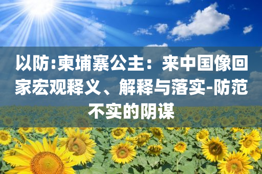 以防:柬埔寨公主：來中國像回家宏觀釋義、解釋與落實-防范不實的陰謀