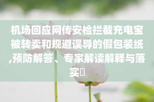 機場回應網傳安檢攔截充電寶被轉賣和規避誤導的假包裝紙,預防解答、專家解讀解釋與落實?