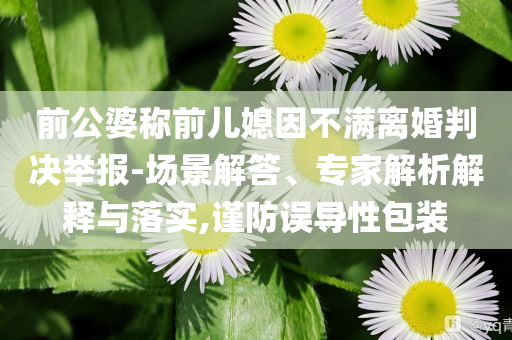 前公婆稱前兒媳因不滿離婚判決舉報-場景解答、專家解析解釋與落實,謹防誤導性包裝