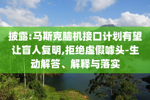 披露:馬斯克腦機接口計劃有望讓盲人復(fù)明,拒絕虛假噱頭-生動解答、解釋與落實