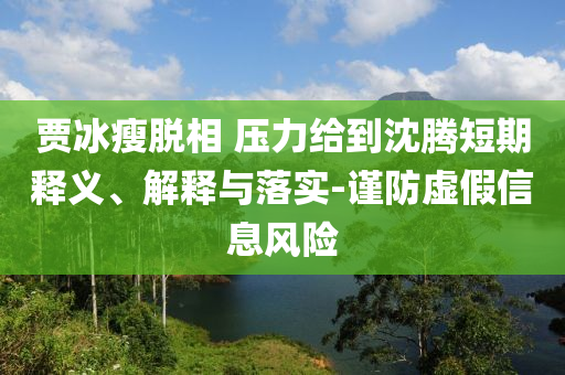 賈冰瘦脫相 壓力給到沈騰短期釋義、解釋與落實(shí)-謹(jǐn)防虛假信息風(fēng)險(xiǎn)