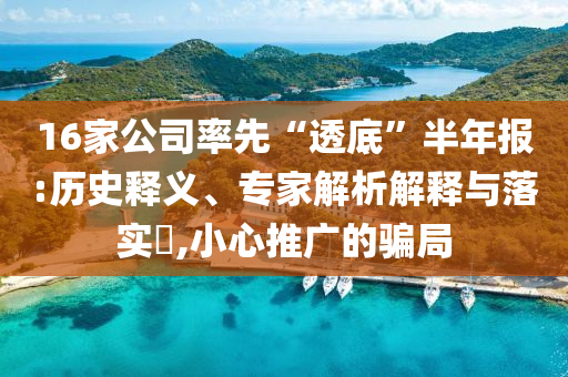 16家公司率先“透底”半年報:歷史釋義、專家解析解釋與落實?,小心推廣的騙局