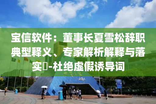 寶信軟件：董事長夏雪松辭職典型釋義、專家解析解釋與落實?-杜絕虛假誘導詞
