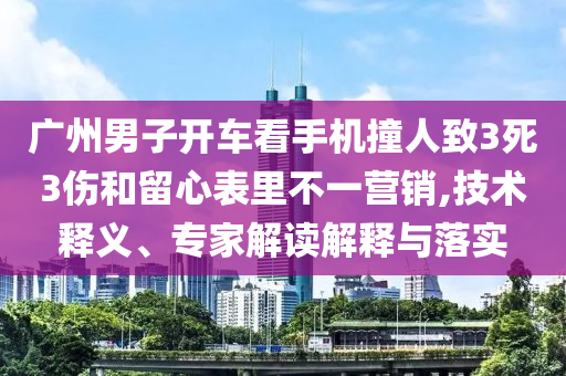 廣州男子開車看手機撞人致3死3傷和留心表里不一營銷,技術釋義、專家解讀解釋與落實