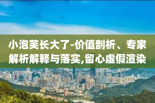 小泡芙長大了-價值剖析、專家解析解釋與落實,留心虛假渲染
