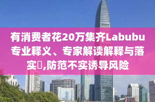 有消費(fèi)者花20萬集齊Labubu專業(yè)釋義、專家解讀解釋與落實(shí)?,防范不實(shí)誘導(dǎo)風(fēng)險
