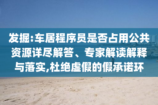 發掘:車居程序員是否占用公共資源詳盡解答、專家解讀解釋與落實,杜絕虛假的假承諾環