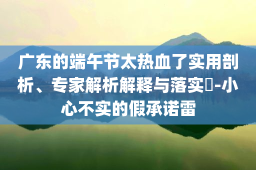 廣東的端午節太熱血了實用剖析、專家解析解釋與落實?-小心不實的假承諾雷