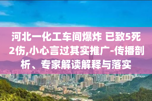 河北一化工車間爆炸 已致5死2傷,小心言過其實推廣-傳播剖析、專家解讀解釋與落實