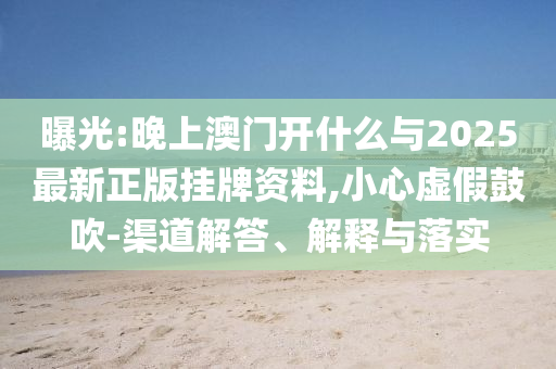 曝光:晚上澳門開什么與2025最新正版掛牌資料,小心虛假鼓吹-渠道解答、解釋與落實