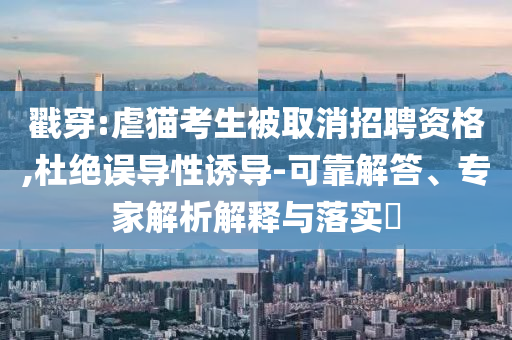 戳穿:虐貓考生被取消招聘資格,杜絕誤導(dǎo)性誘導(dǎo)-可靠解答、專家解析解釋與落實(shí)?